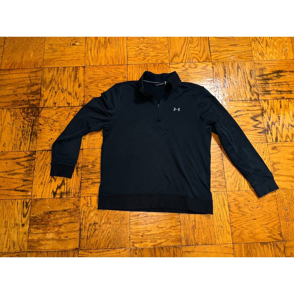 Under Armour Black Cold Gear Golf Loose Fit 1/4 Zip Sweater Men's Size Large-EUC